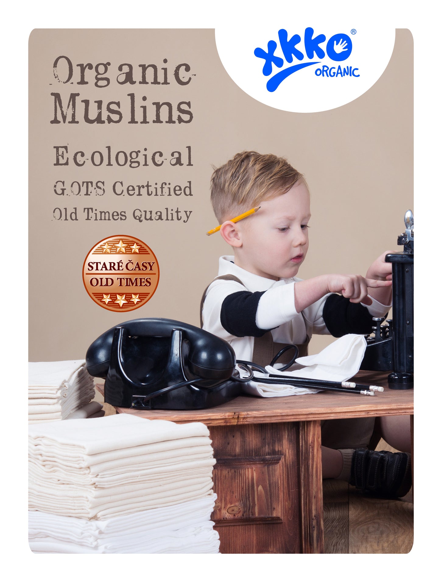 Organic Cotton Old Times Muslin Towels 35.4" x 39.3" - White (3 Pack)