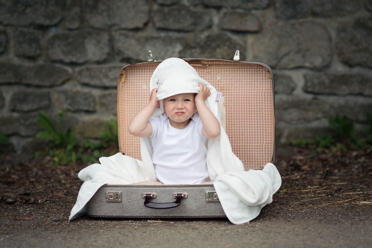 Organic Cotton Hooded Terry Bath Towel 35.4" x 35.4" - White Stars