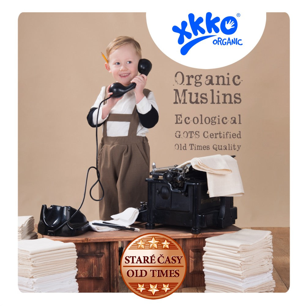 Organic Cotton Old Times Muslin Towels 35.4" x 39.3" - White (3 Pack)