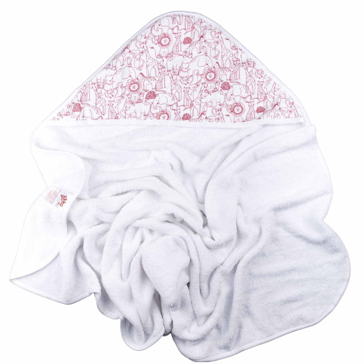 Bamboo Hooded Terry Towel 35.4" x 35.4" - Safari W/Mesa Rose