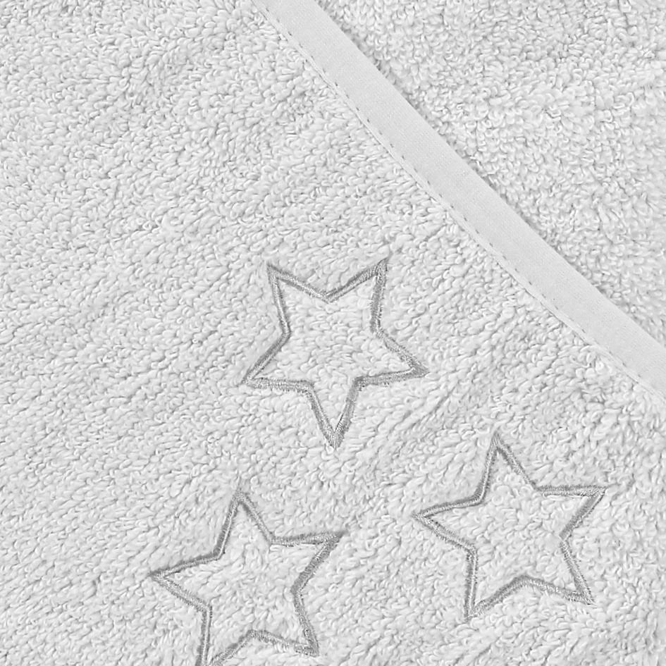 Organic Cotton Hooded Terry Bath Towel 35.4" x 35.4" - White Stars