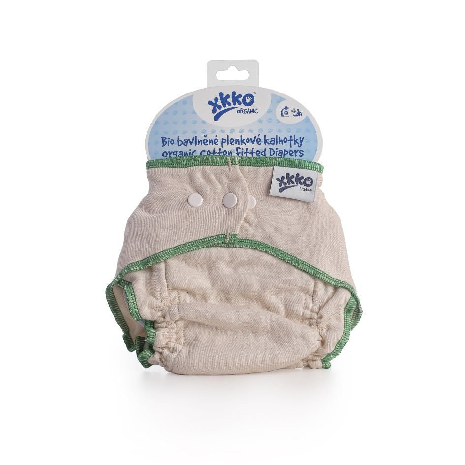 Organic Cotton Fitted Diaper - Natural - Size L