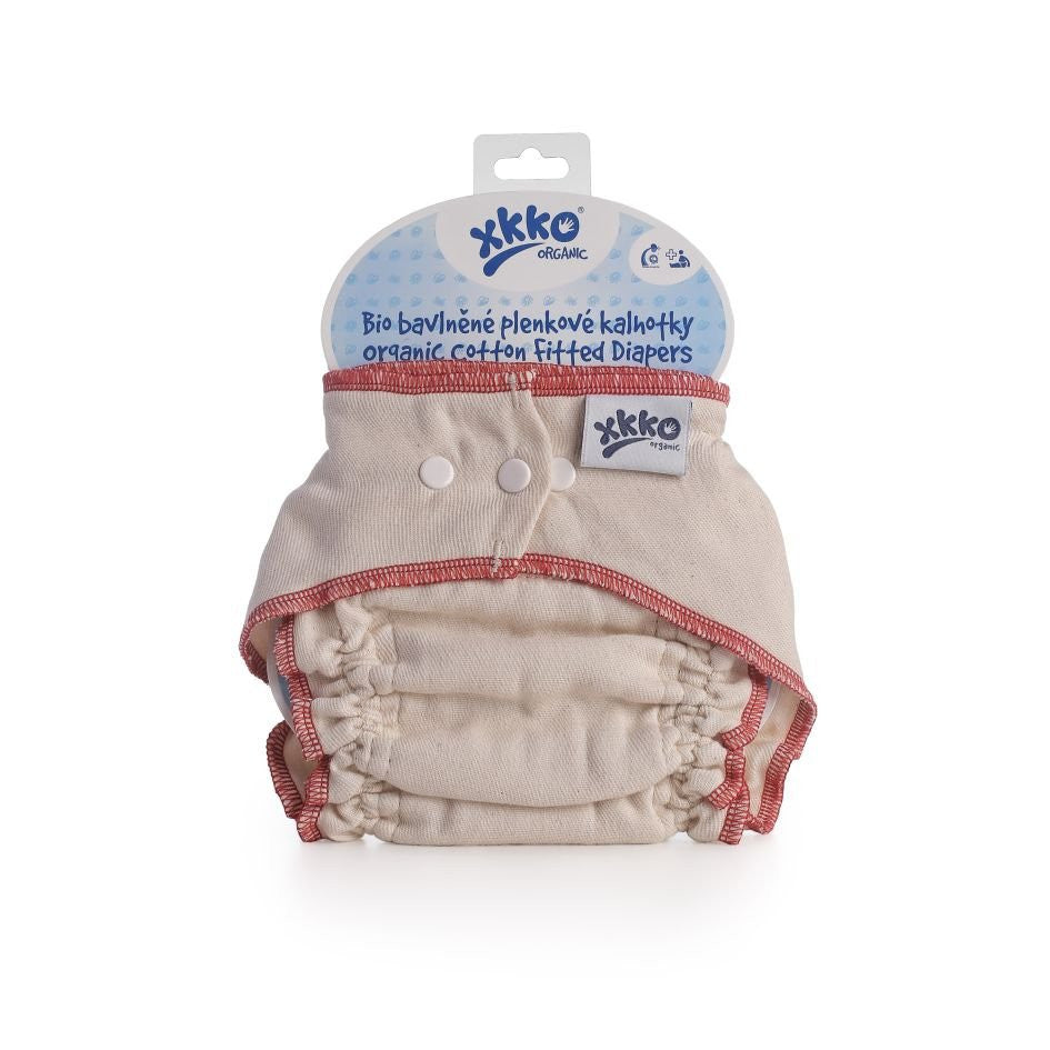 Organic Cotton Fitted Diaper - Natural - Size M
