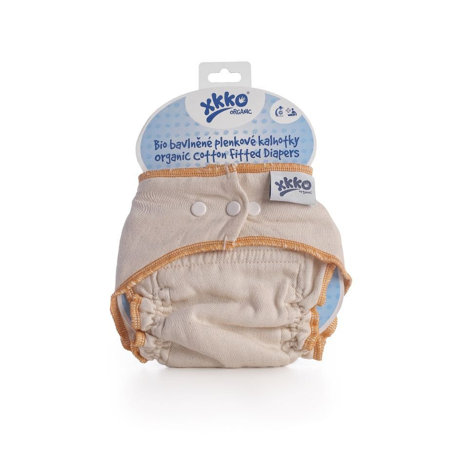 Organic Cotton Fitted Diaper - Natural - Size S