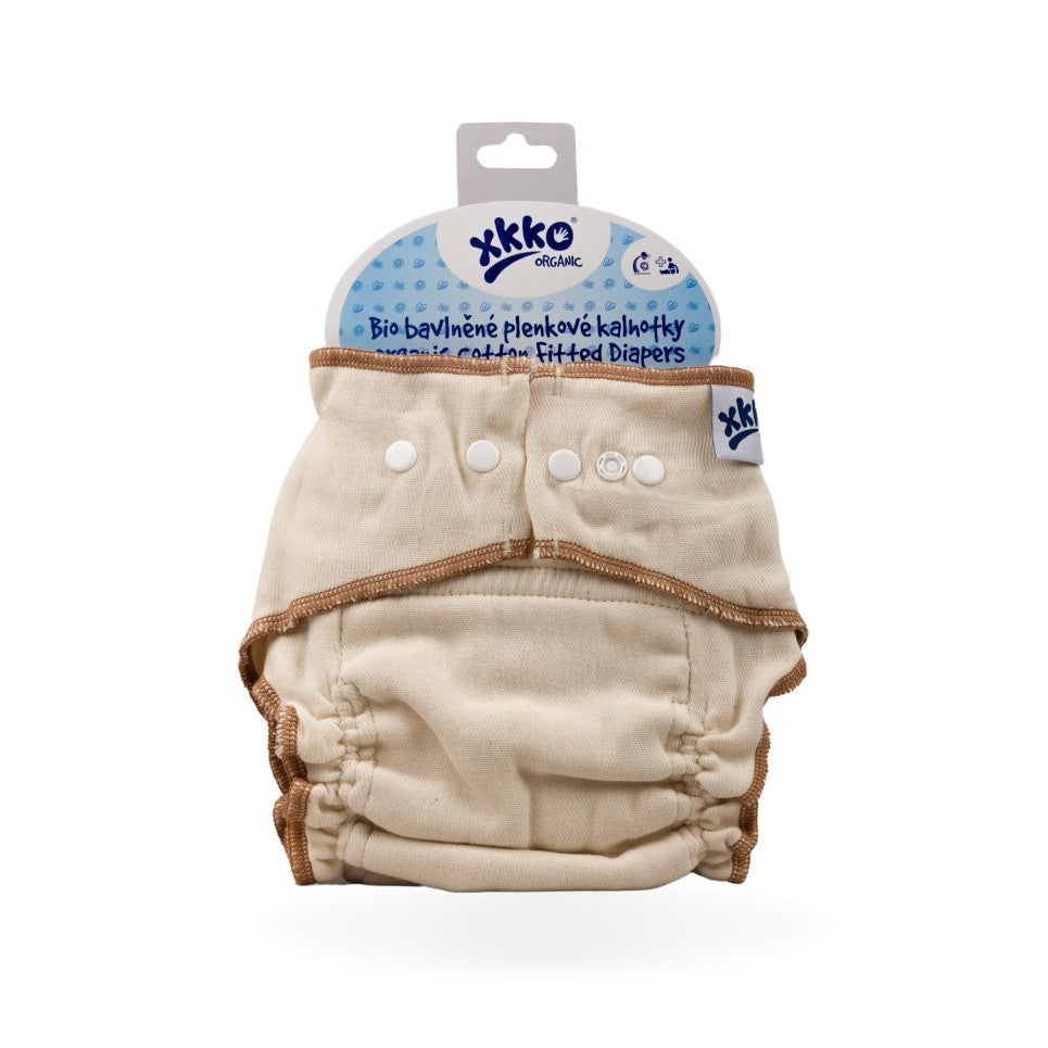Organic Cotton Fitted Diaper - Natural - Size XL