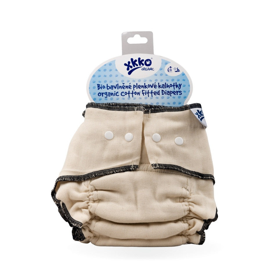Organic Cotton Fitted Diaper - Natural - Size XXL
