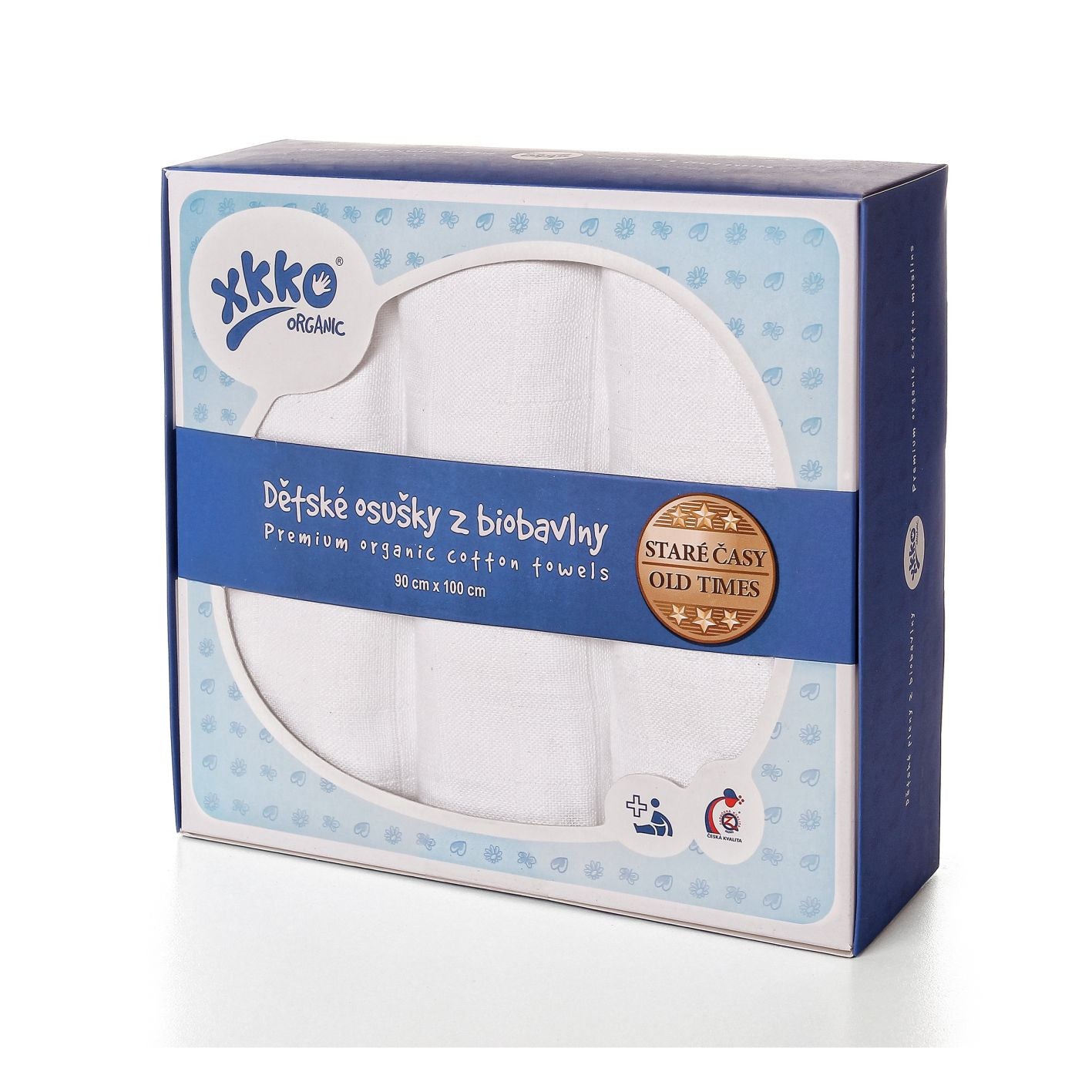 Organic Cotton Old Times Muslin Towels 35.4" x 39.3" - White (3 Pack)