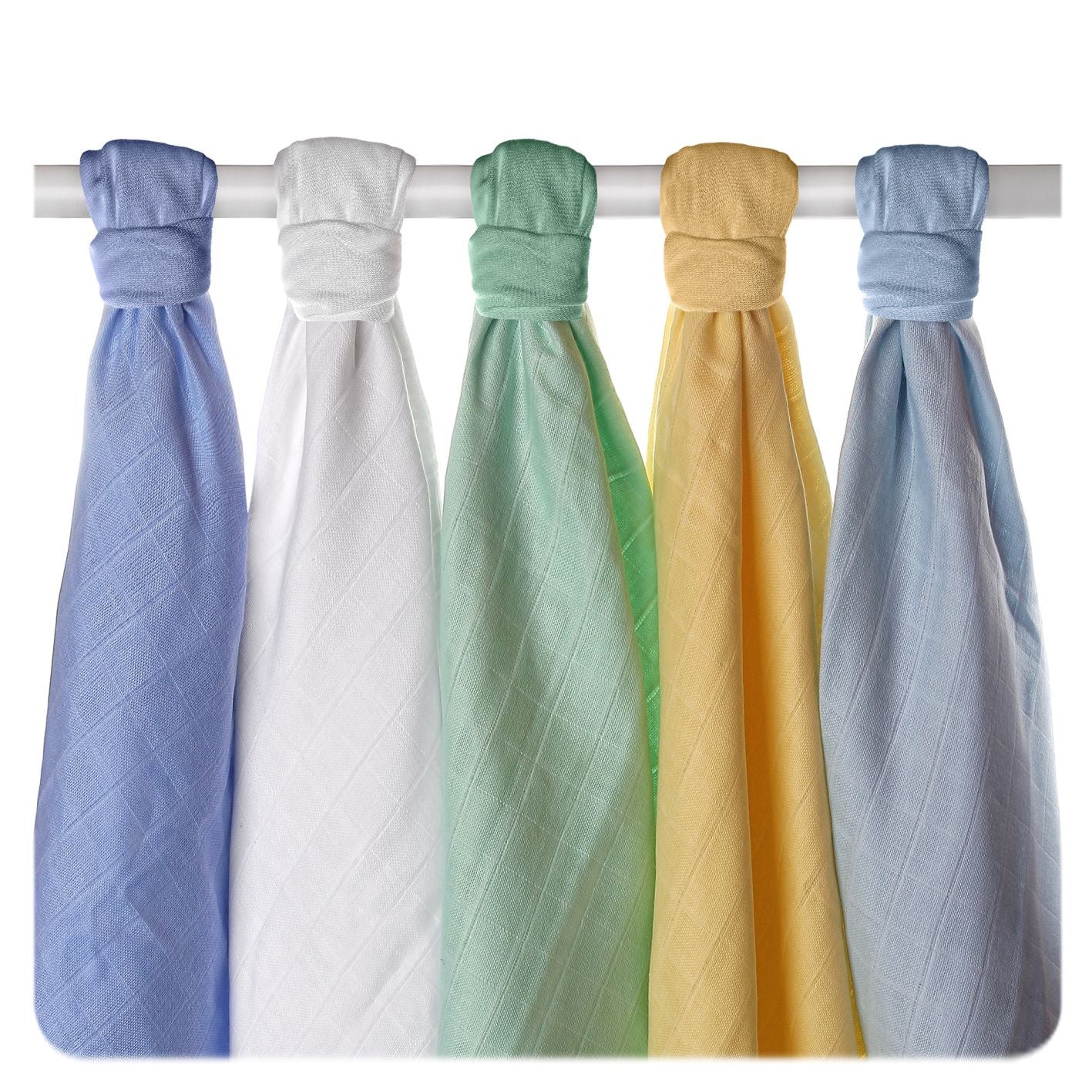 Organic Cotton Old Times Muslins 27.5" x 27.5" - Pastels for Boys (5 Pack)