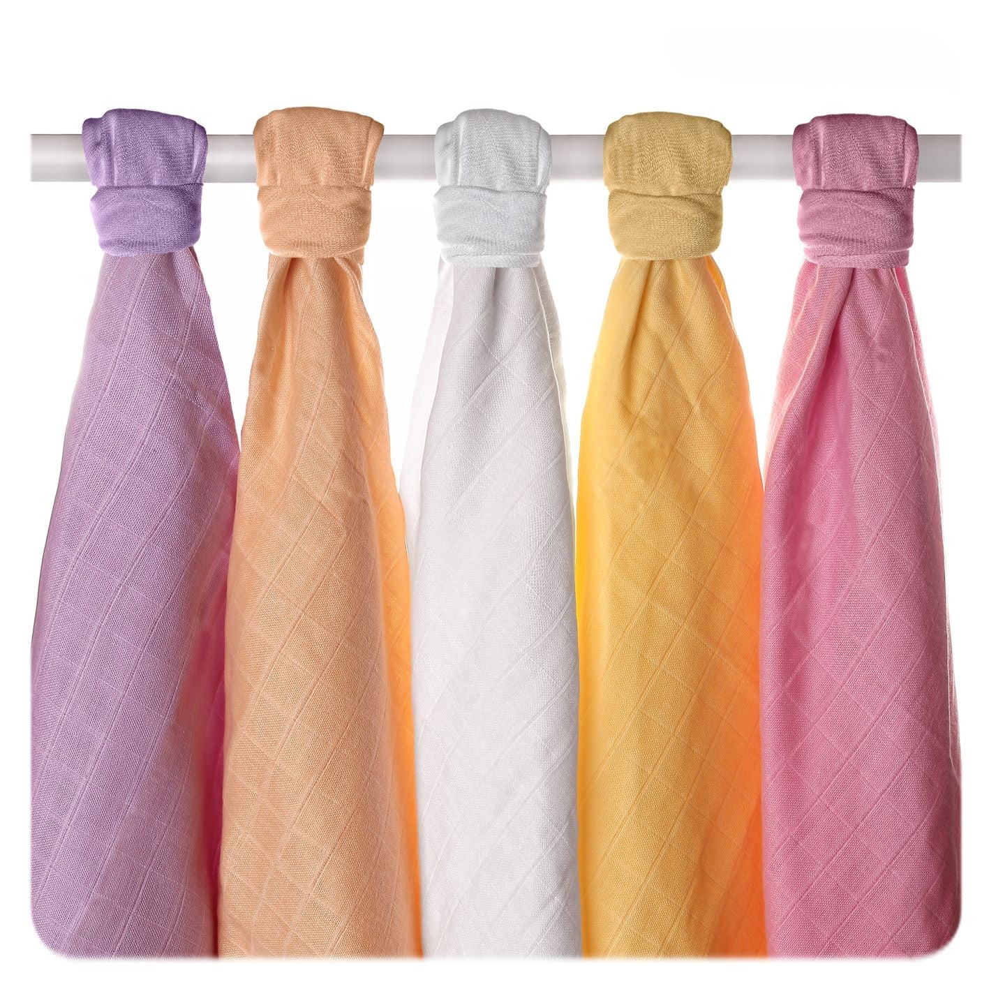 Organic Cotton Old Times Muslins 27.5" x 27.5" - Pastels for Girls (5 Pack)