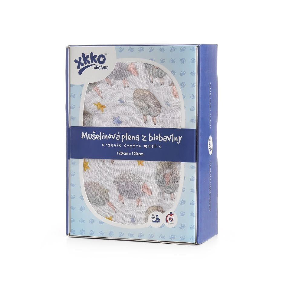 Organic Cotton Swaddle 47.2" x 47.2" - Dreamy Sheep