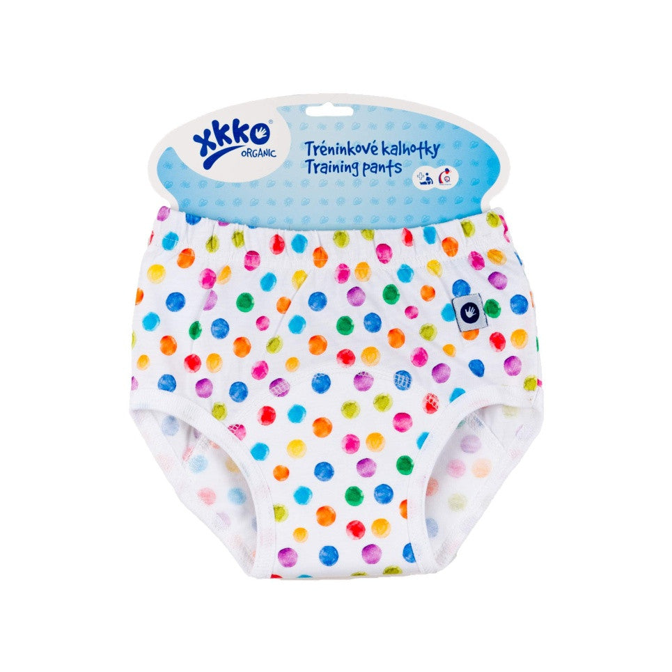 Organic Cotton Training Pants - Watercolor Polka Dots - Size M