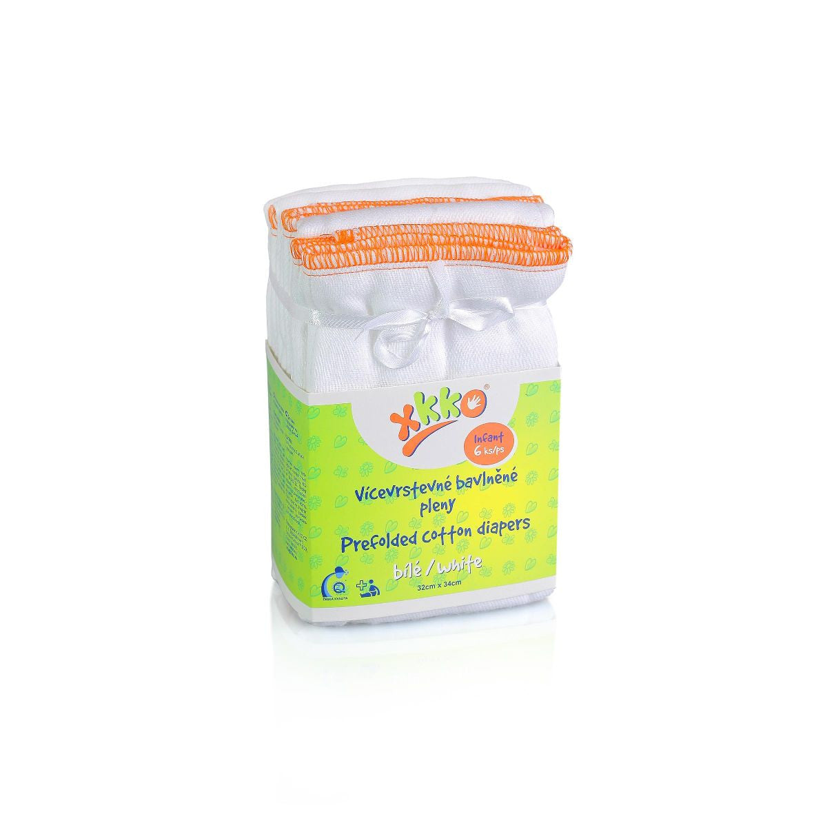 Classic Cotton Twill Prefold Diapers - White (6 Pack) - Infant