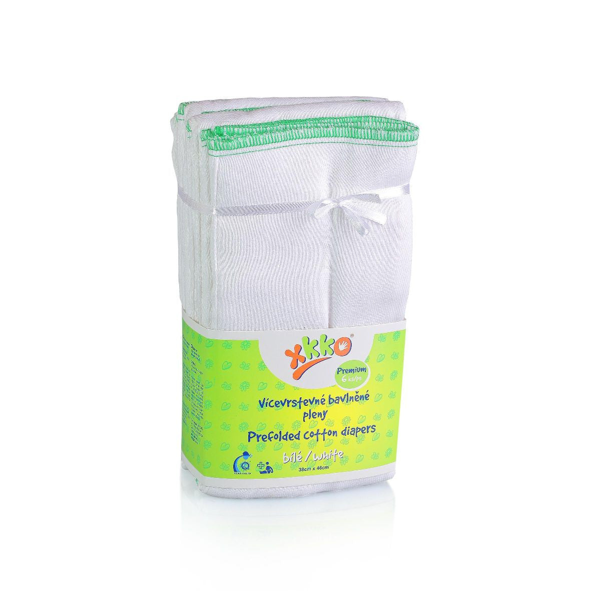Classic Cotton Twill Prefold Diapers - White (6 Pack) - Premium