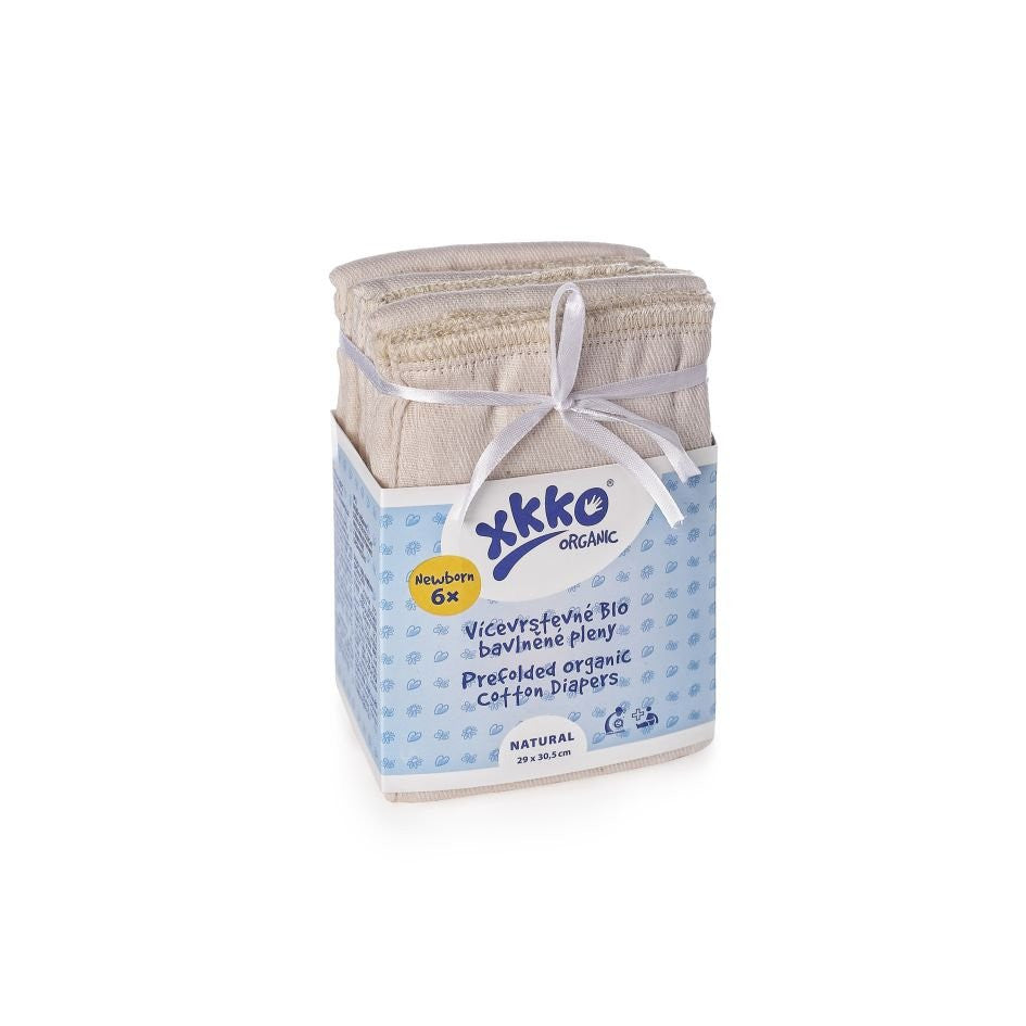 Organic Cotton Twill Prefold Diapers - Natural (6 Pack) - Newborn