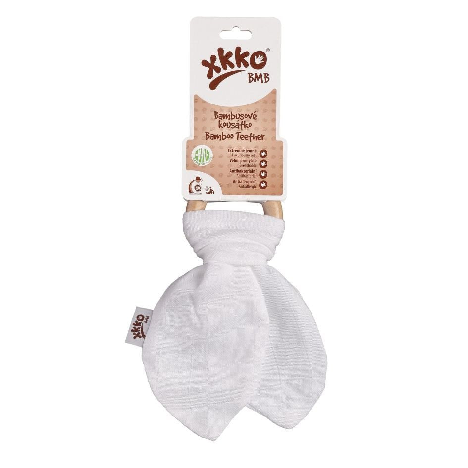 Bamboo Teether with Leaves - White