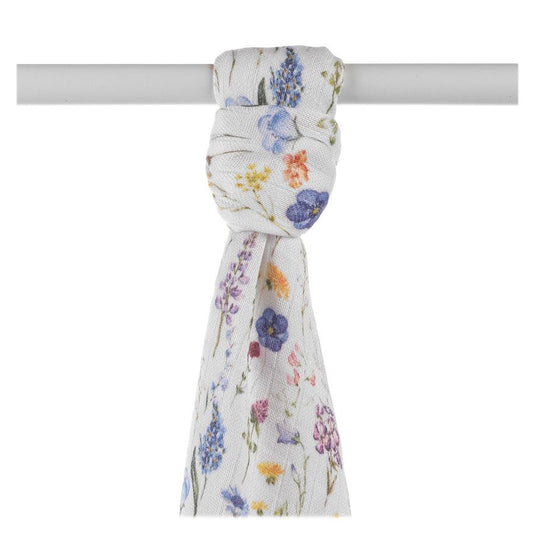 Bamboo Muslin Towel 35.4" x 39.3" - Blue Wildflowers
