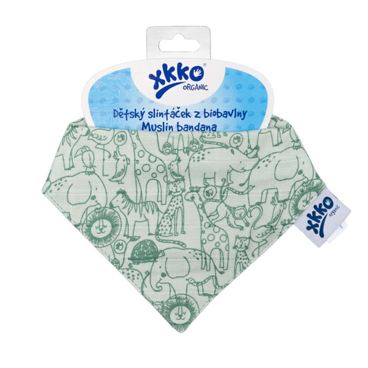 Organic Cotton Muslin Bandana - Safari Granite Green