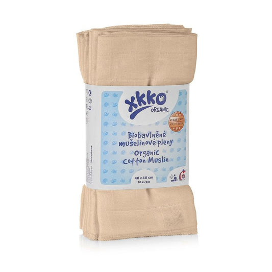 Organic Cotton Old Times Muslins 15.7" x 15.7" - Natural (10 Pack)