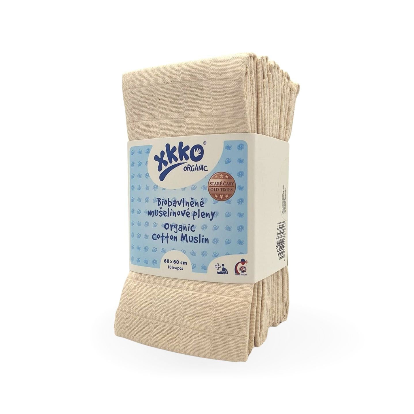 Organic Cotton Old Times Muslins 23.6" x 23.6" - Natural (10 Pack)