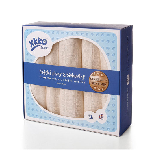 Organic Cotton Old Times Muslins 27.5" x 27.5" - Natural (5 Pack)