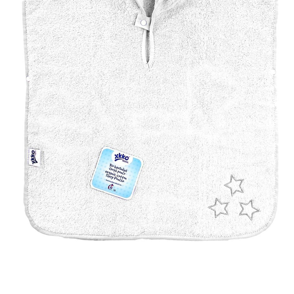 Organic Cotton Terry Poncho -  White Stars
