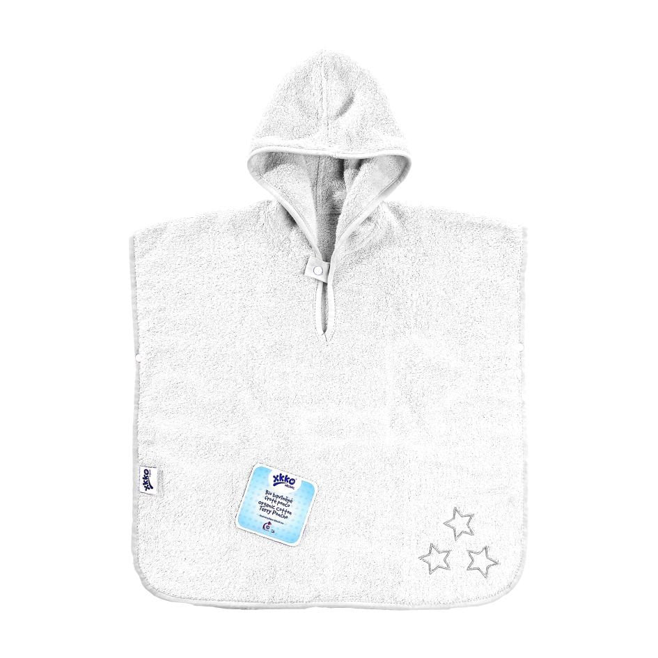 Organic Cotton Terry Poncho -  White Stars