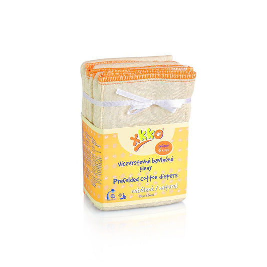 Classic Cotton Twill Prefold Diapers - Natural (6 Pack) - Infant